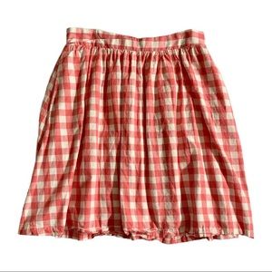 Peach pink and white gingham midi skirt
